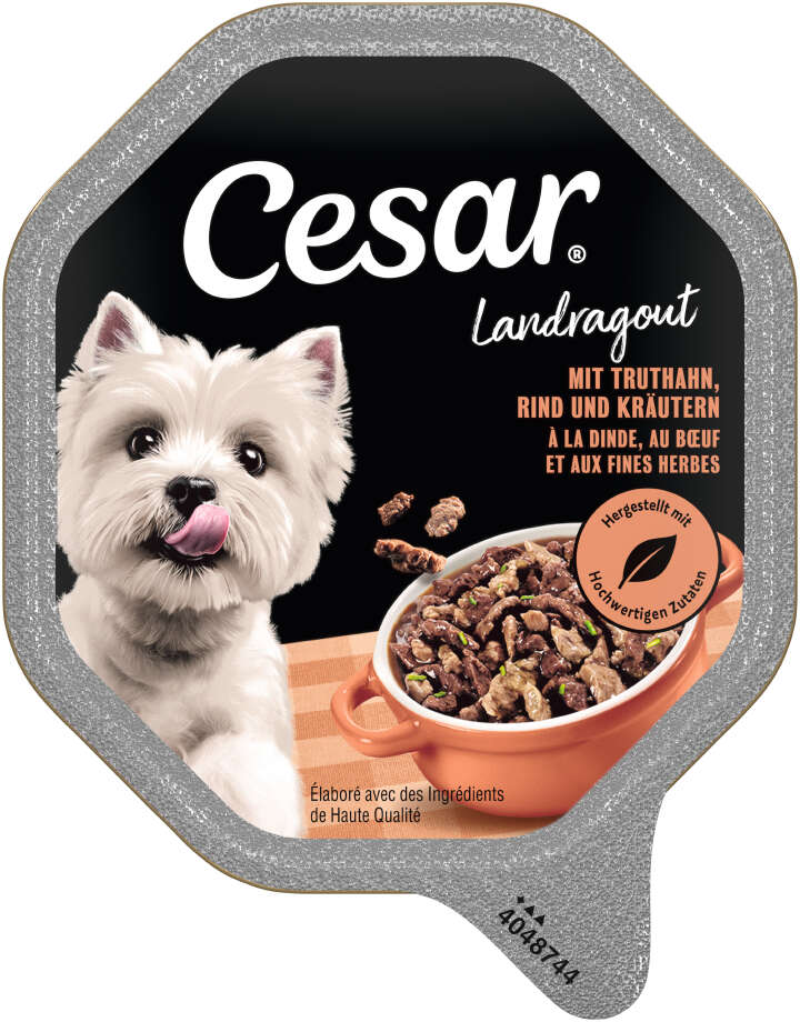 Cesar Hunde-Nassfutter Landküche mit Pute und Rind in köstlicher Sauce 150 g